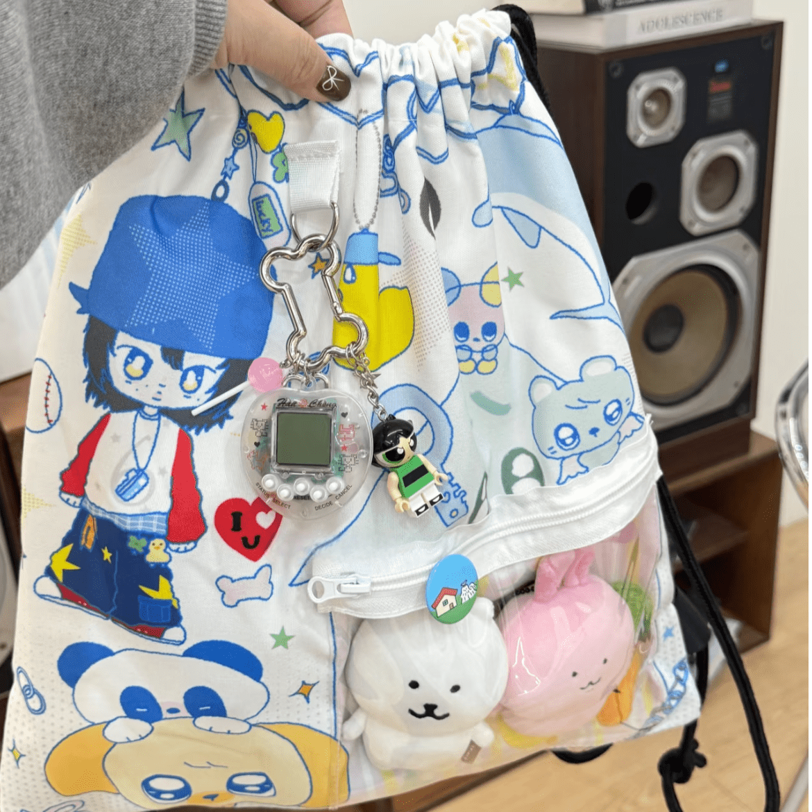 Cute Hip Hop Girl Kpop Fan Display Drawstring Backpack - ArtGalleryZen