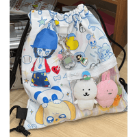 Thumbnail for Cute Hip Hop Girl Kpop Fan Display Drawstring Backpack - ArtGalleryZen