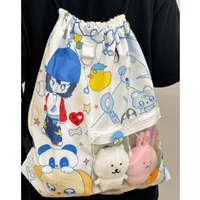 Thumbnail for Cute Hip Hop Girl Kpop Fan Display Drawstring Backpack - ArtGalleryZen