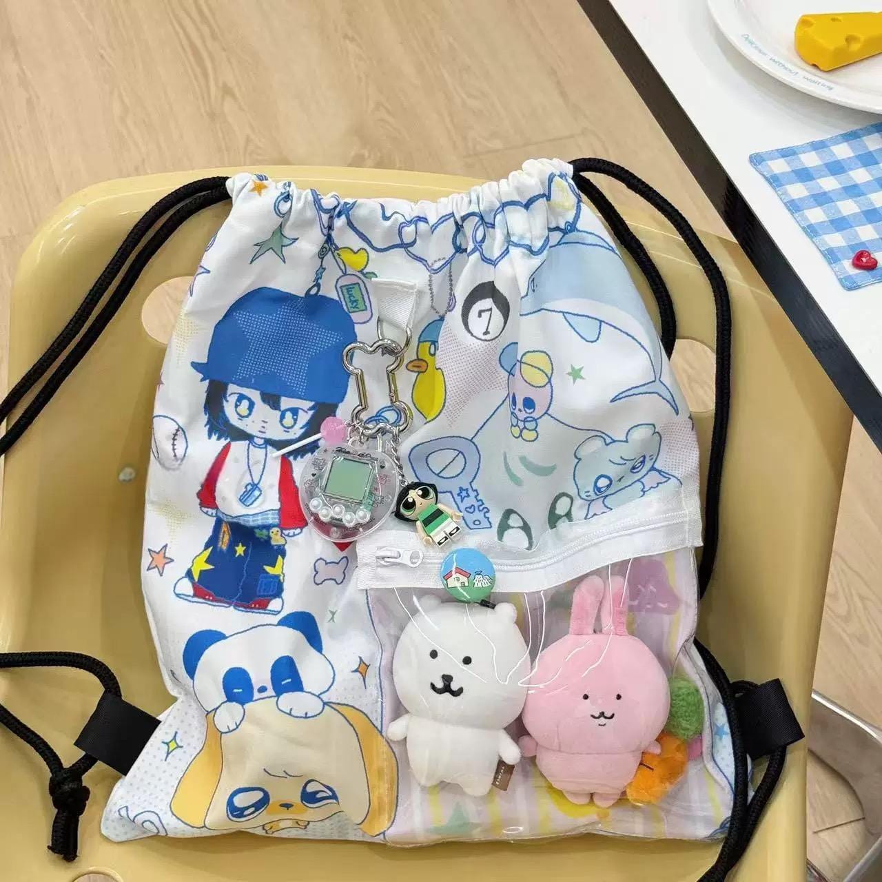 Cute Hip Hop Girl Kpop Fan Display Drawstring Backpack - ArtGalleryZen
