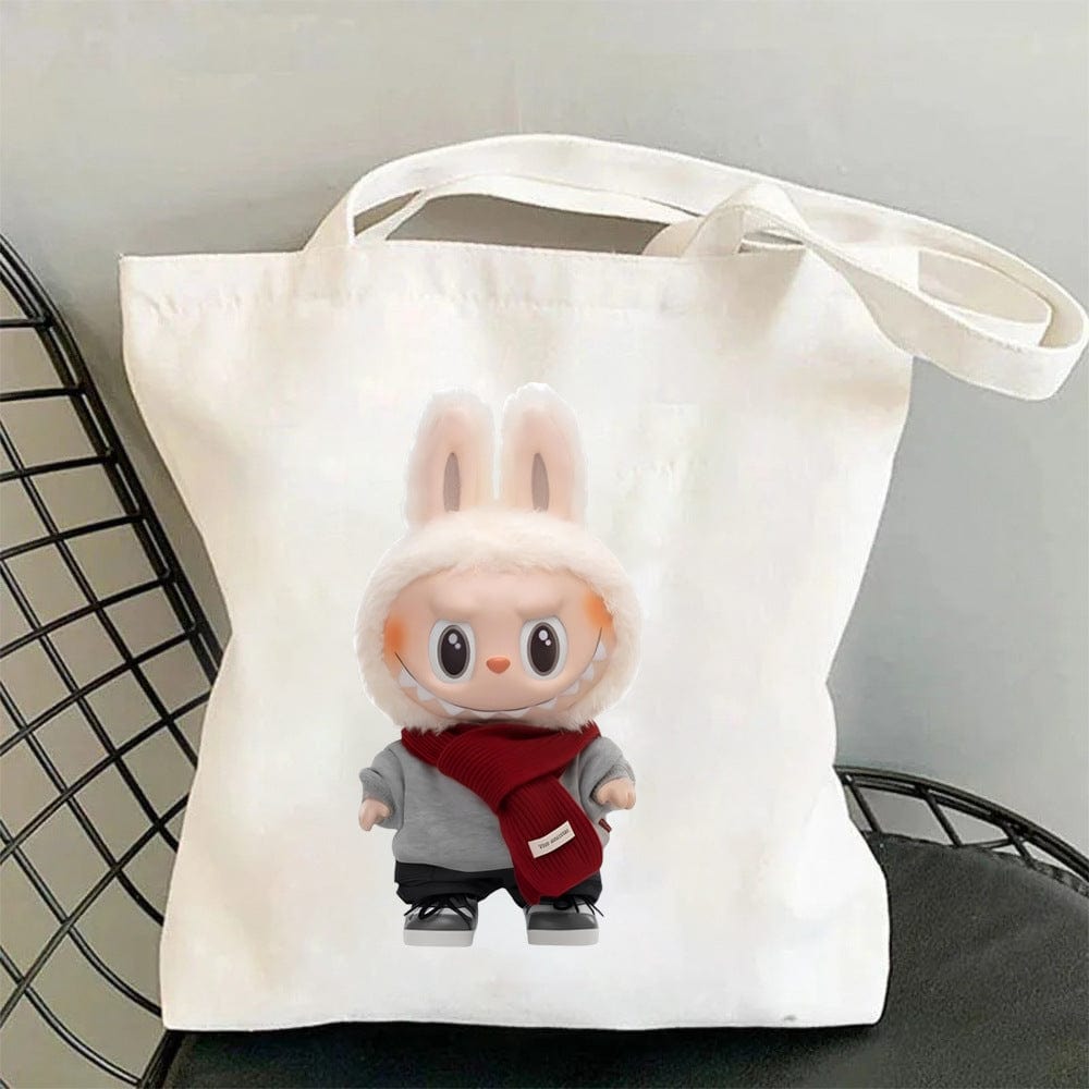 Cute Labubu Shoulder Tote Canvas Bag - ArtGalleryZen