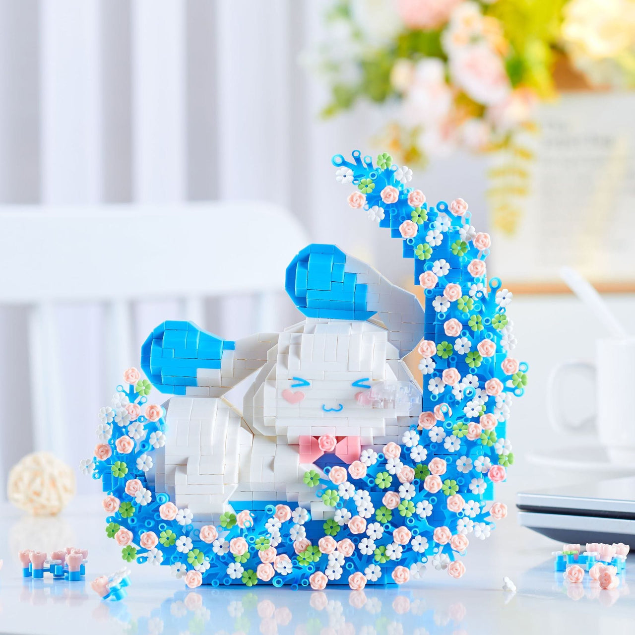 Cute LEGO Compatible Cinnamoroll Floral Moon Building Bricks - ArtGalleryZen