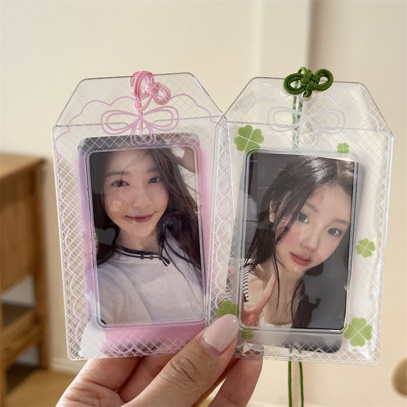 Cute Lucky Clover Bunny Amulet Kpop Keychain Photocard Holder - ArtGalleryZen