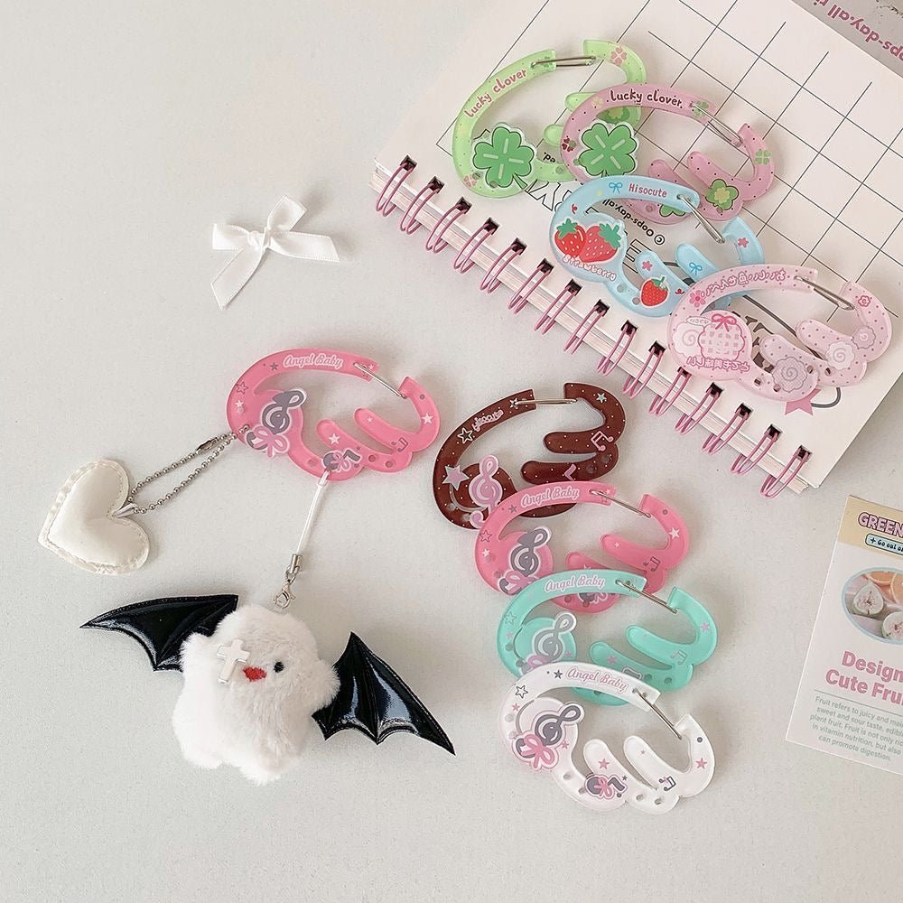 Cute Lucky Clover Strawberry Wing Kpop Acrylic Keychain Carabiner - ArtGalleryZen