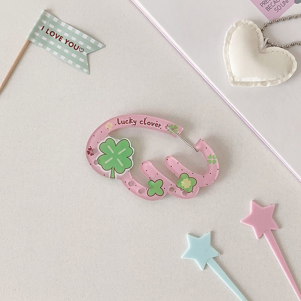 Cute Lucky Clover Strawberry Wing Kpop Acrylic Keychain Carabiner - ArtGalleryZen