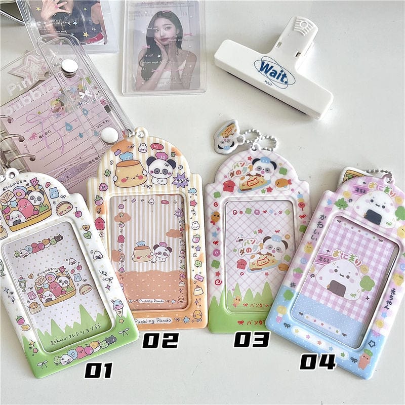 Cute Onigiri Pudding Panda Kpop Keychain Photocard Holder - ArtGalleryZen