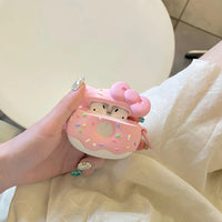 Thumbnail for Cute Pink Donut Hello Kitty AirPods Earphone Case - ArtGalleryZen