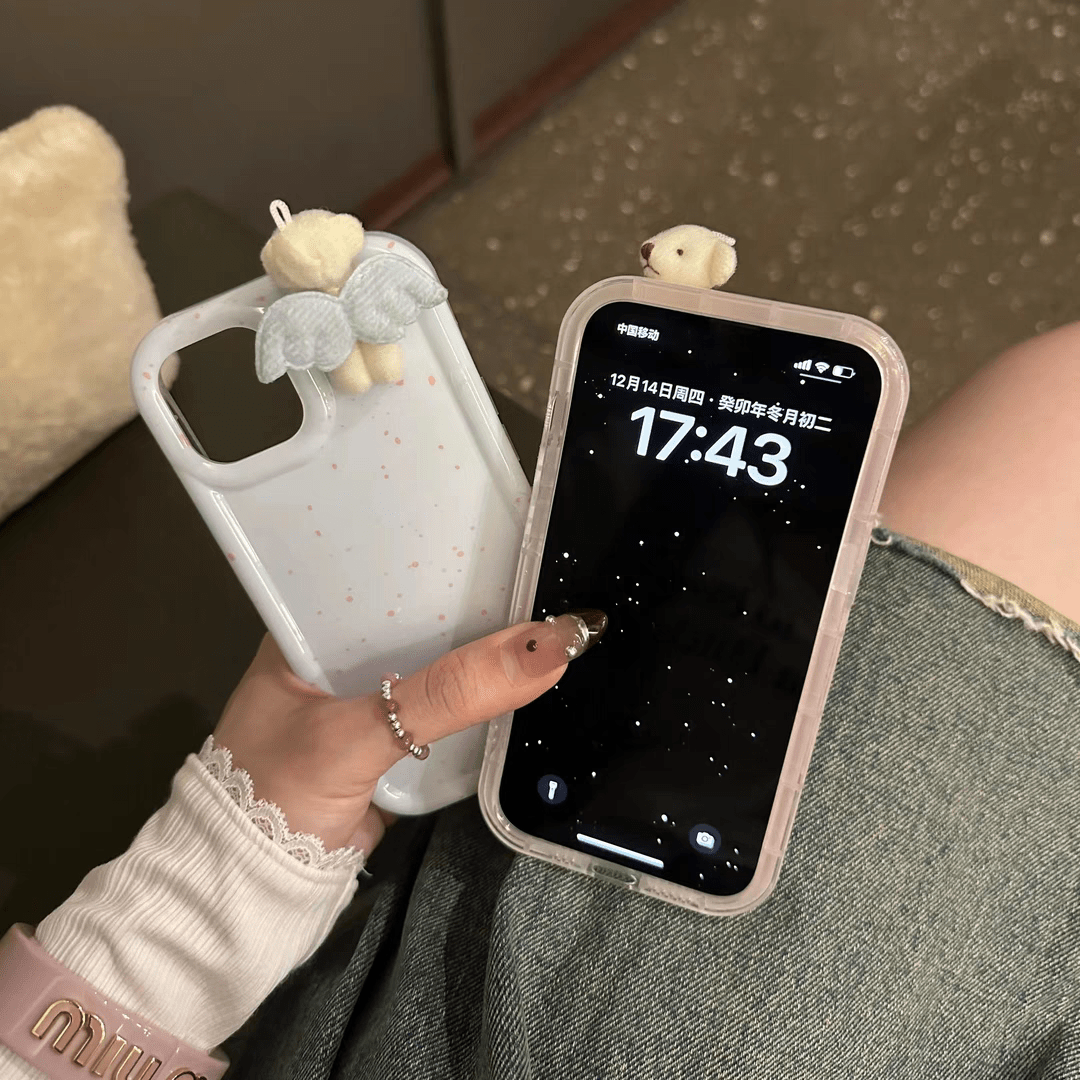 Cute Plush Angel Wings Teddy Bear iPhone Case - ArtGalleryZen