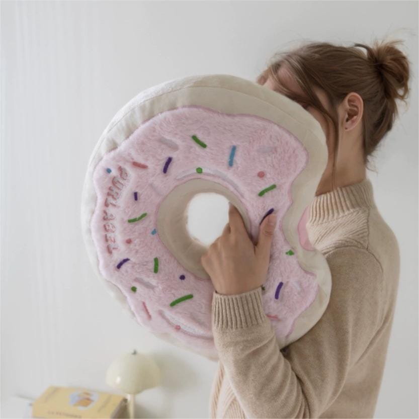Cute Plush Embroidered Donut Pillow - ArtGalleryZen