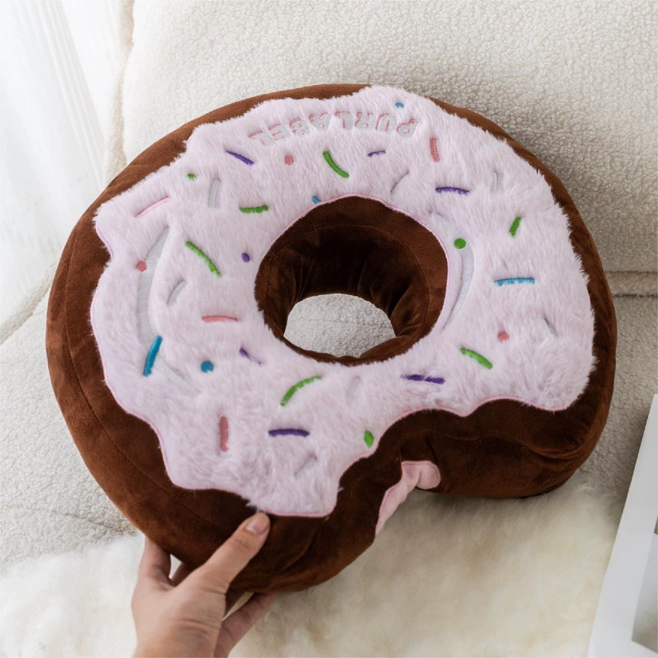 Cute Plush Embroidered Donut Pillow - ArtGalleryZen