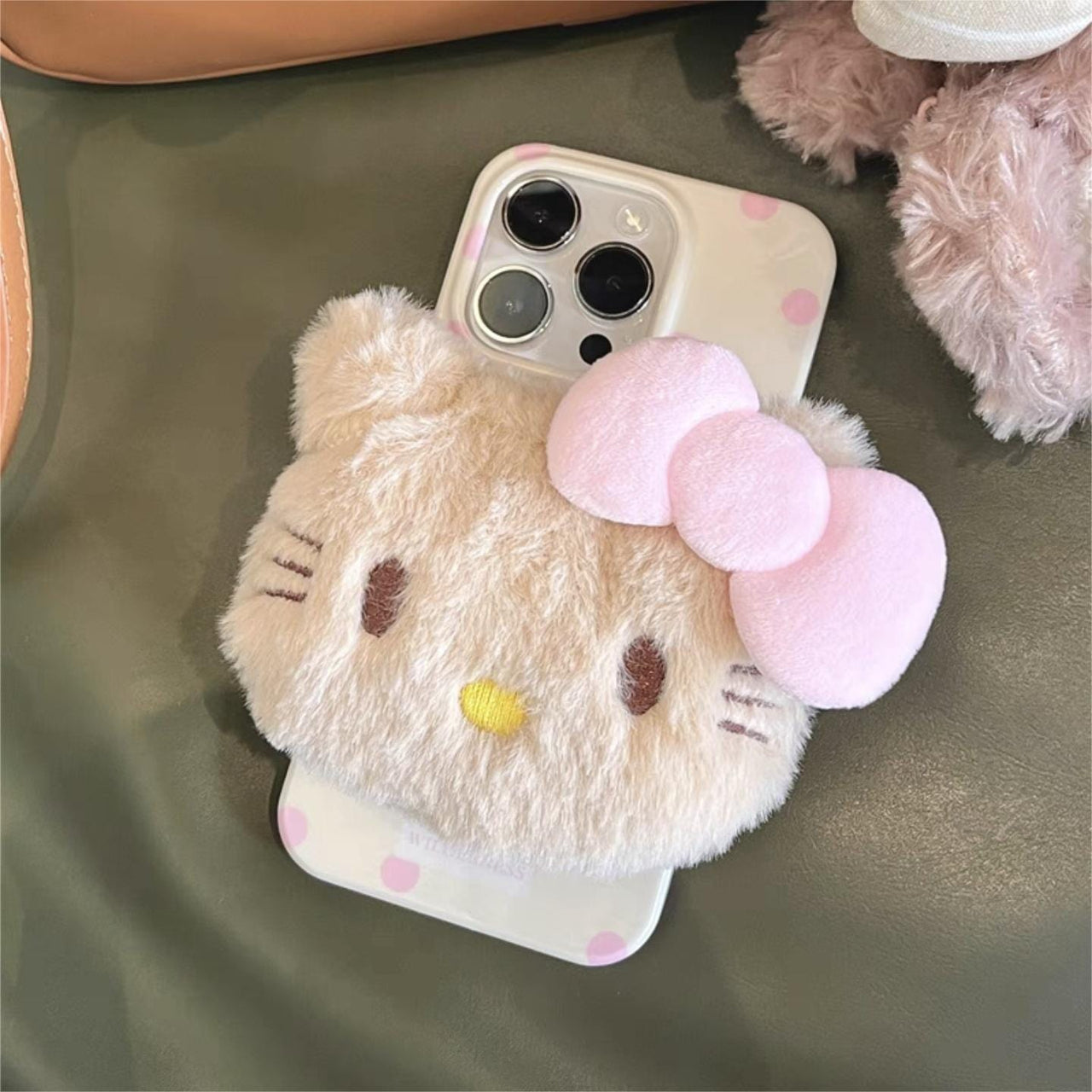 Cute Plush Hello Kitty Stand iPhone Case - ArtGalleryZen