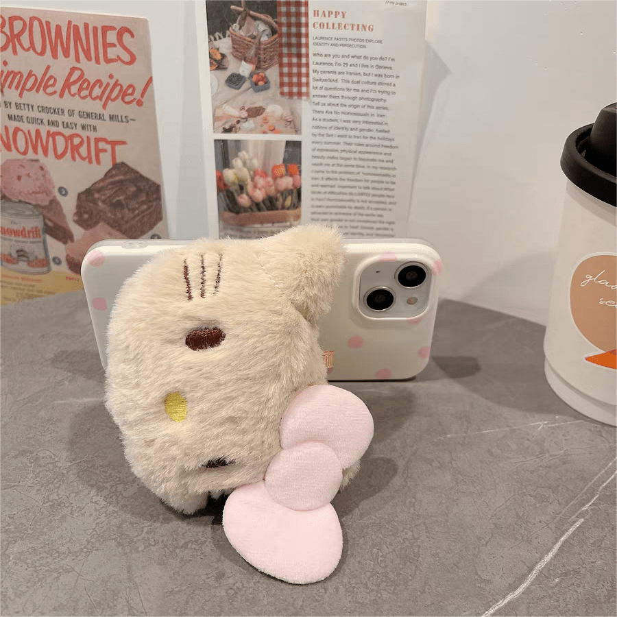 Cute Plush Hello Kitty Stand iPhone Case - ArtGalleryZen