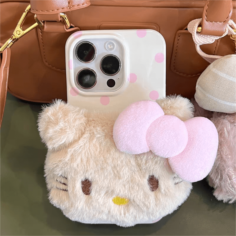 Cute Plush Hello Kitty Stand iPhone Case - ArtGalleryZen
