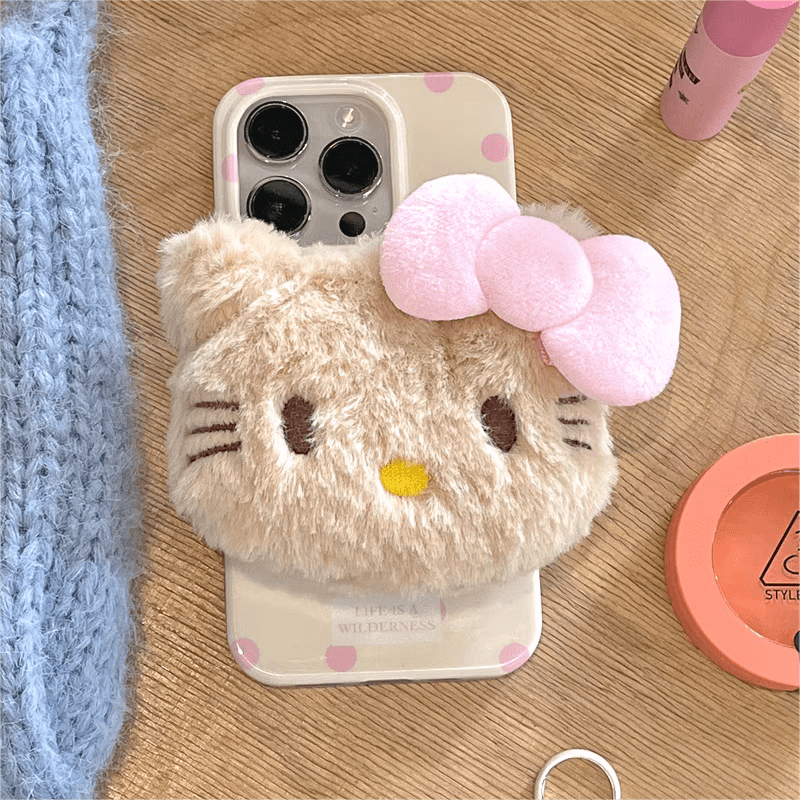 Cute Plush Hello Kitty Stand iPhone Case - ArtGalleryZen