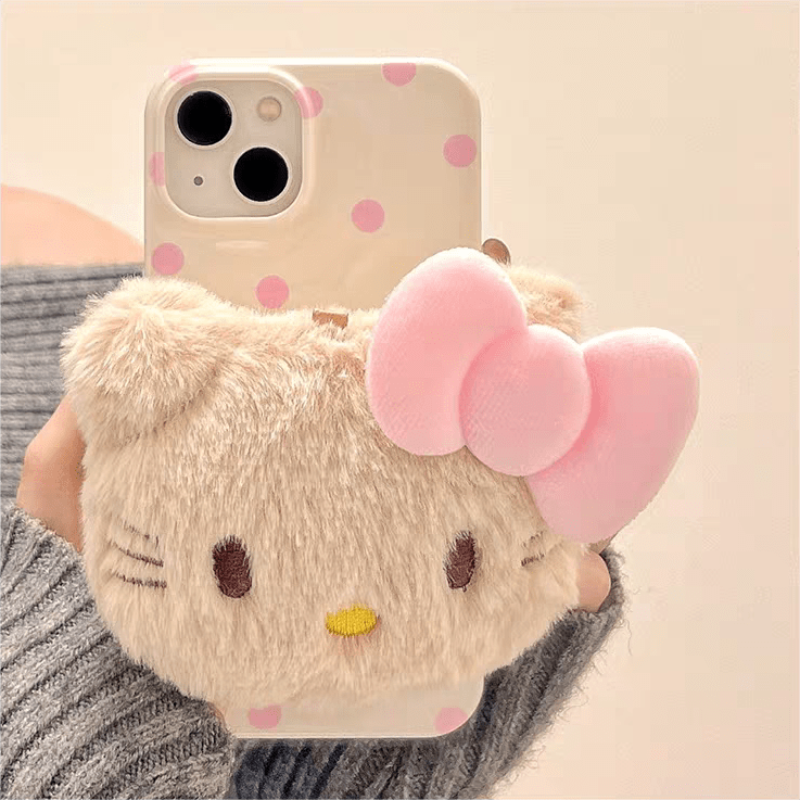 Cute Plush Hello Kitty Stand iPhone Case - ArtGalleryZen