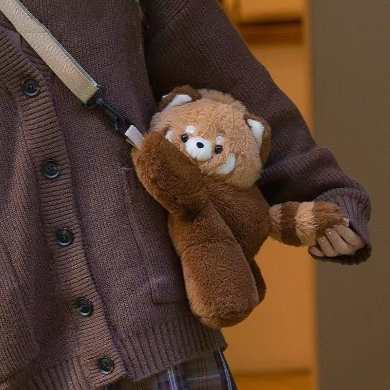 Cute Plush Raccoon Panda Crossbody Bag Backpack - ArtGalleryZen