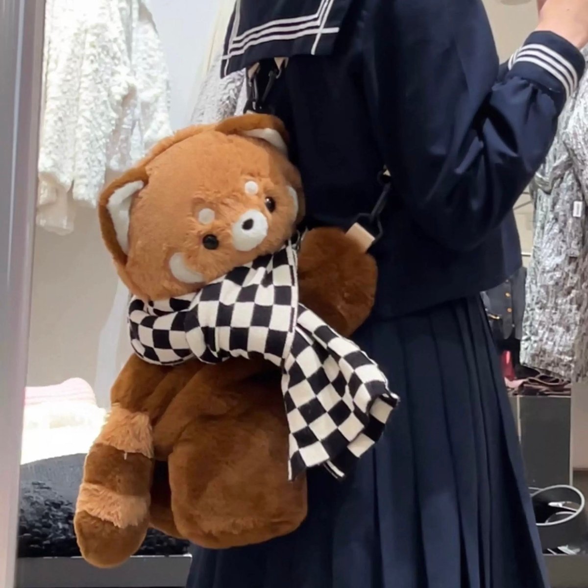 Cute Plush Raccoon Panda Crossbody Bag Backpack - ArtGalleryZen