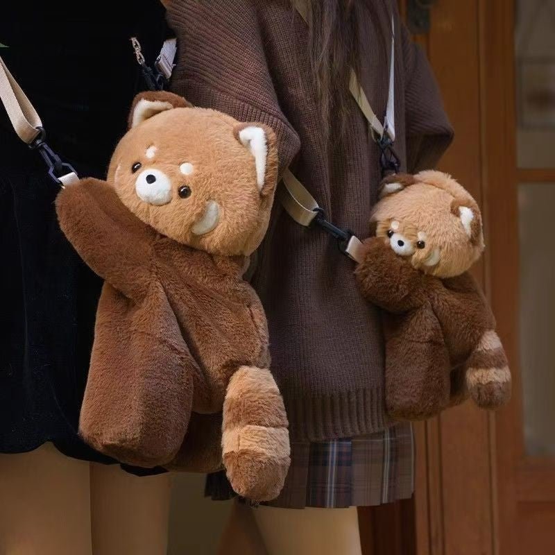 Cute Plush Raccoon Panda Crossbody Bag Backpack - ArtGalleryZen