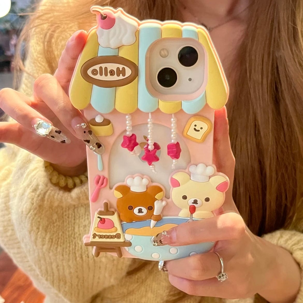 Cute Rilakkuma Dessert House Hollow iPhone Case - ArtGalleryZen