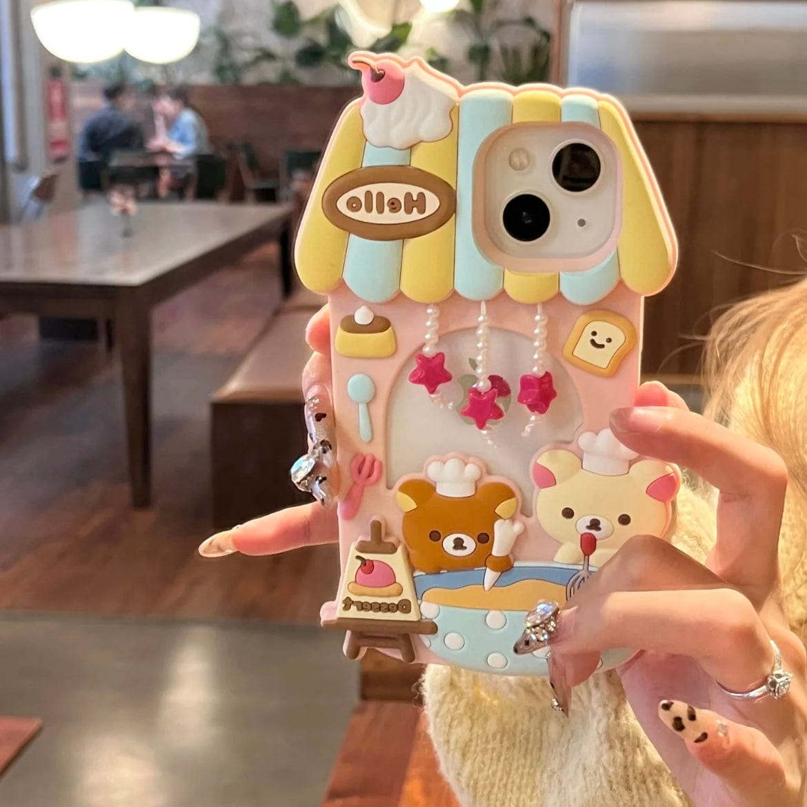 Cute Rilakkuma Dessert House Hollow iPhone Case - ArtGalleryZen