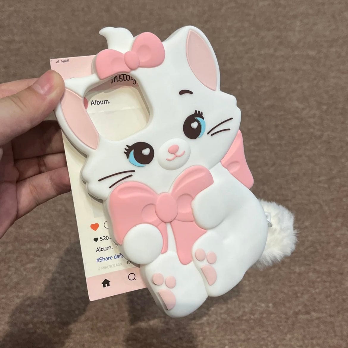 Cute Sanrio Marie Kitten Silicone iPhone Case With Plush Accessories - ArtGalleryZen