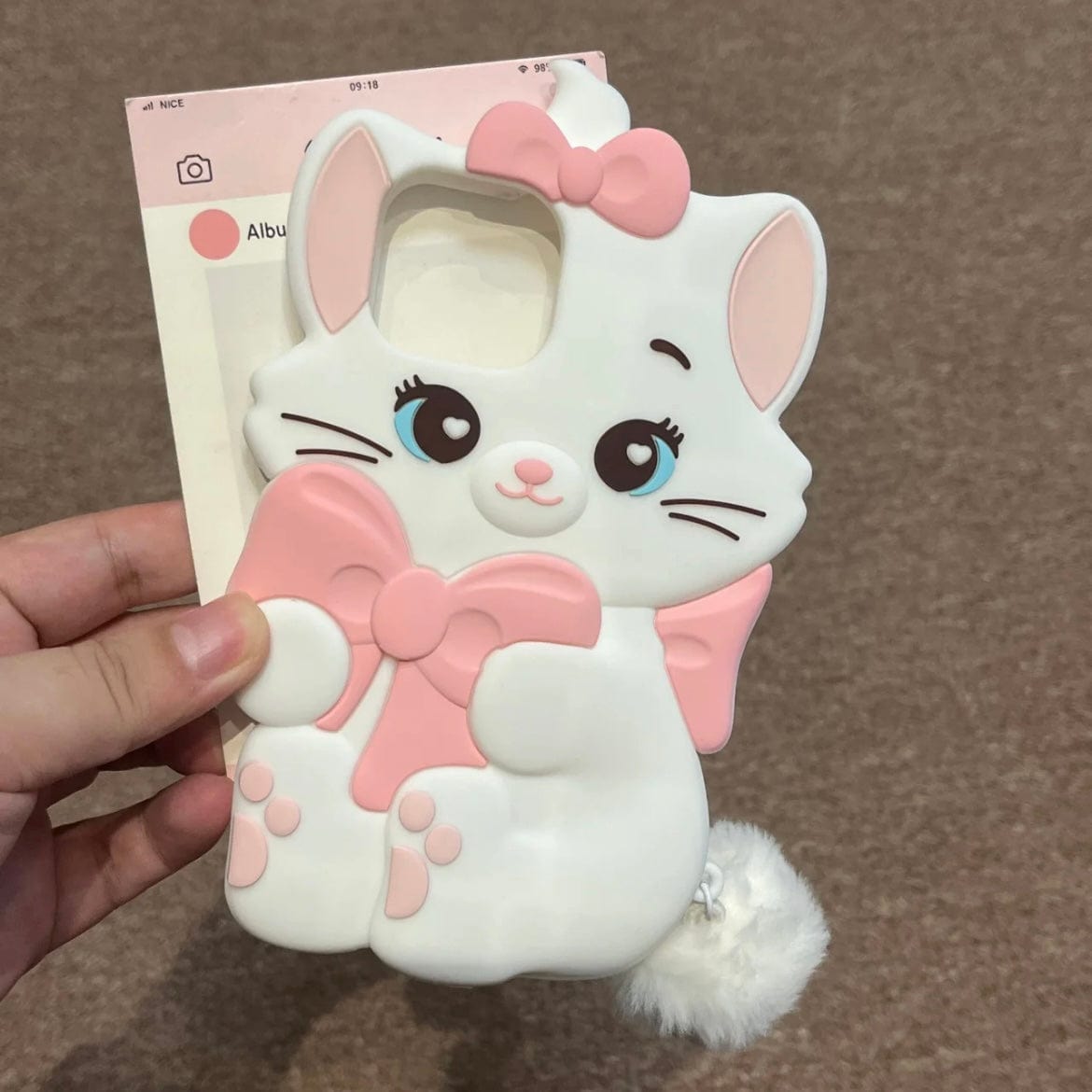 Cute Sanrio Marie Kitten Silicone iPhone Case With Plush Accessories - ArtGalleryZen