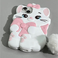 Thumbnail for Cute Sanrio Marie Kitten Silicone iPhone Case With Plush Accessories - ArtGalleryZen