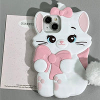 Thumbnail for Cute Sanrio Marie Kitten Silicone iPhone Case With Plush Accessories - ArtGalleryZen