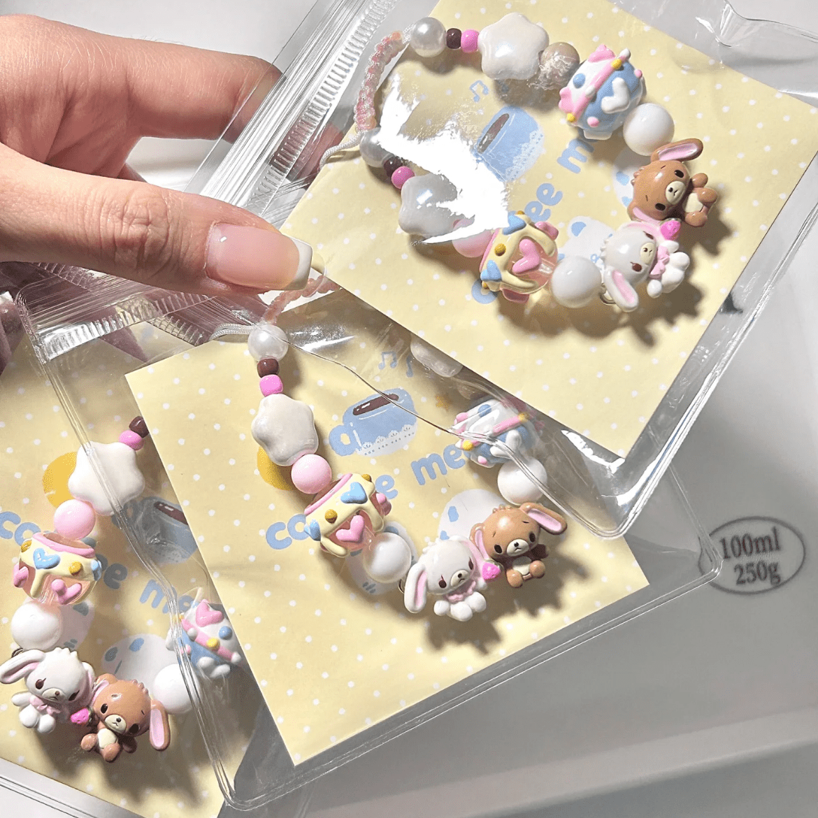 Cute Sanrio Sugarbunnies Cupcake Glass Bead Chain Bracelet - ArtGalleryZen