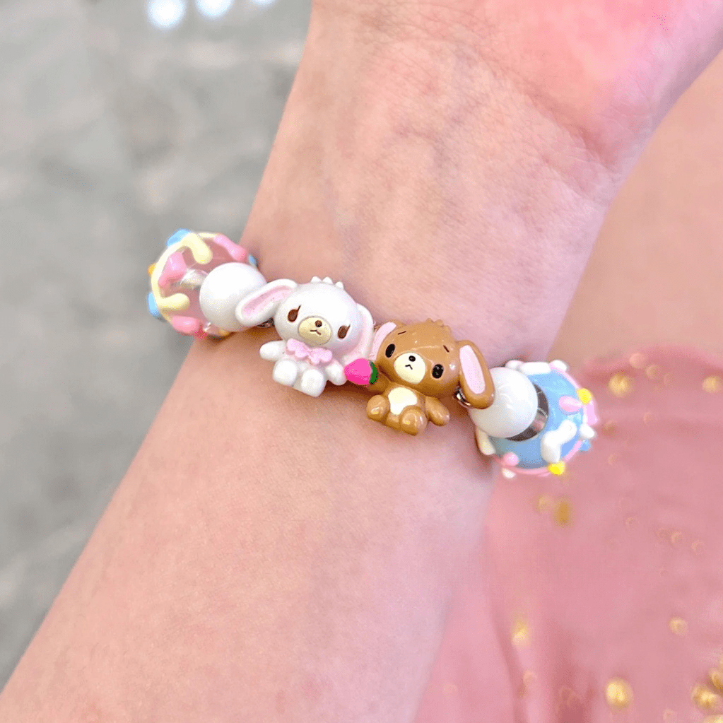 Cute Sanrio Sugarbunnies Cupcake Glass Bead Chain Bracelet - ArtGalleryZen