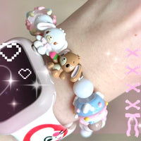 Thumbnail for Cute Sanrio Sugarbunnies Cupcake Glass Bead Chain Bracelet - ArtGalleryZen