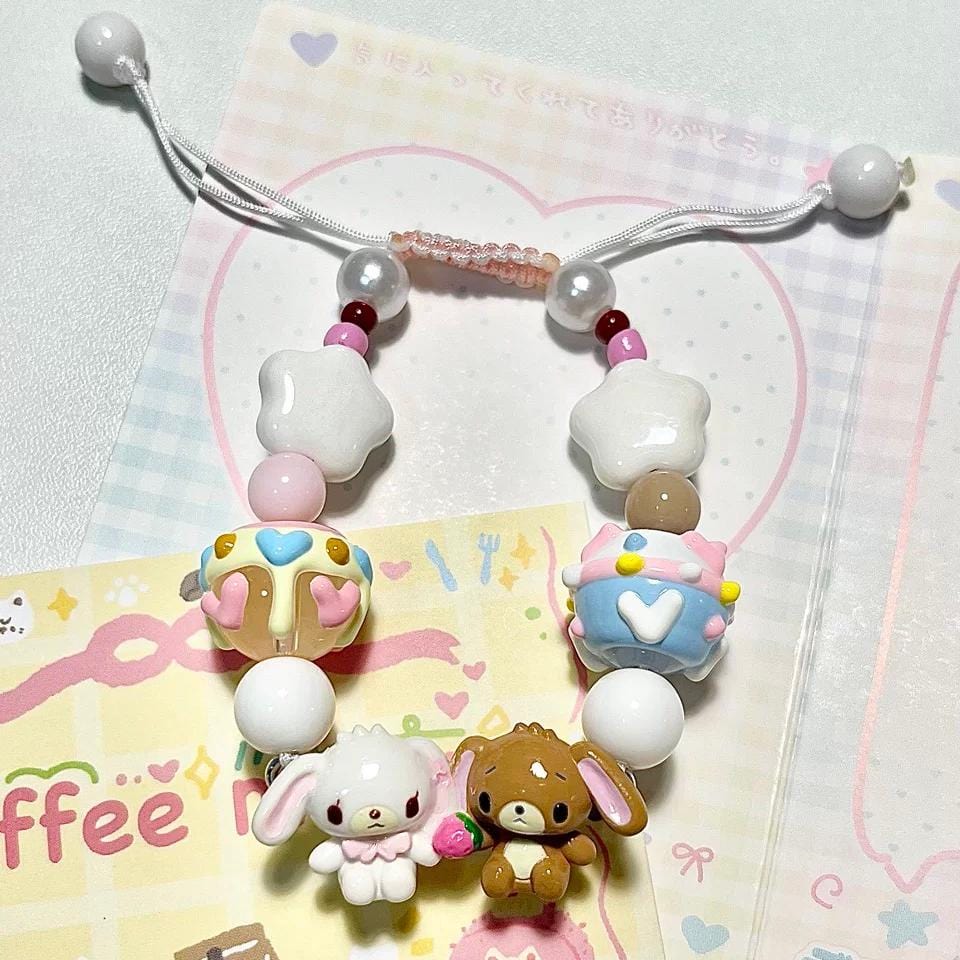 Cute Sanrio Sugarbunnies Cupcake Glass Bead Chain Bracelet - ArtGalleryZen