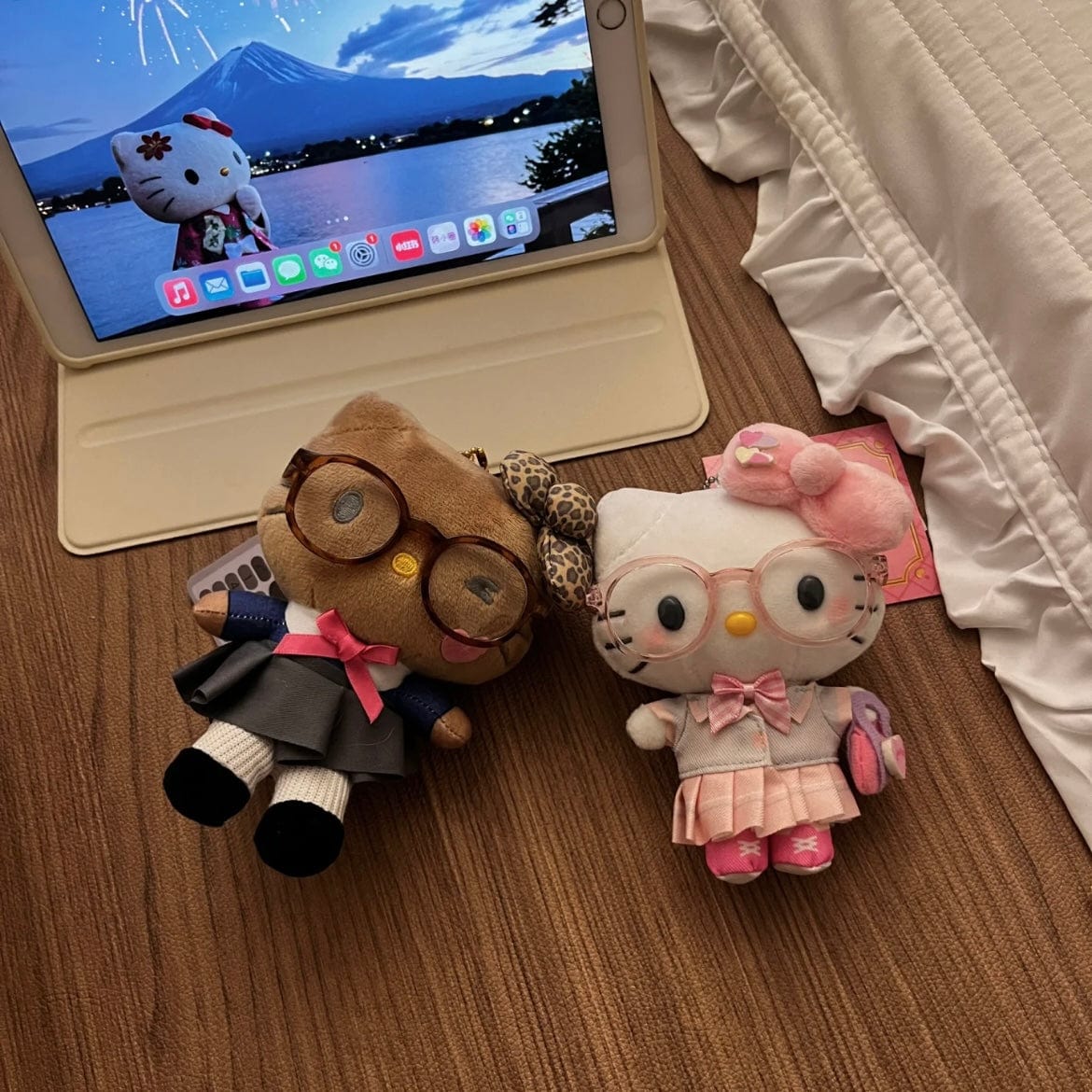 Cute School Uniform Hello Kitty Plush Keychain Doll - ArtGalleryZen