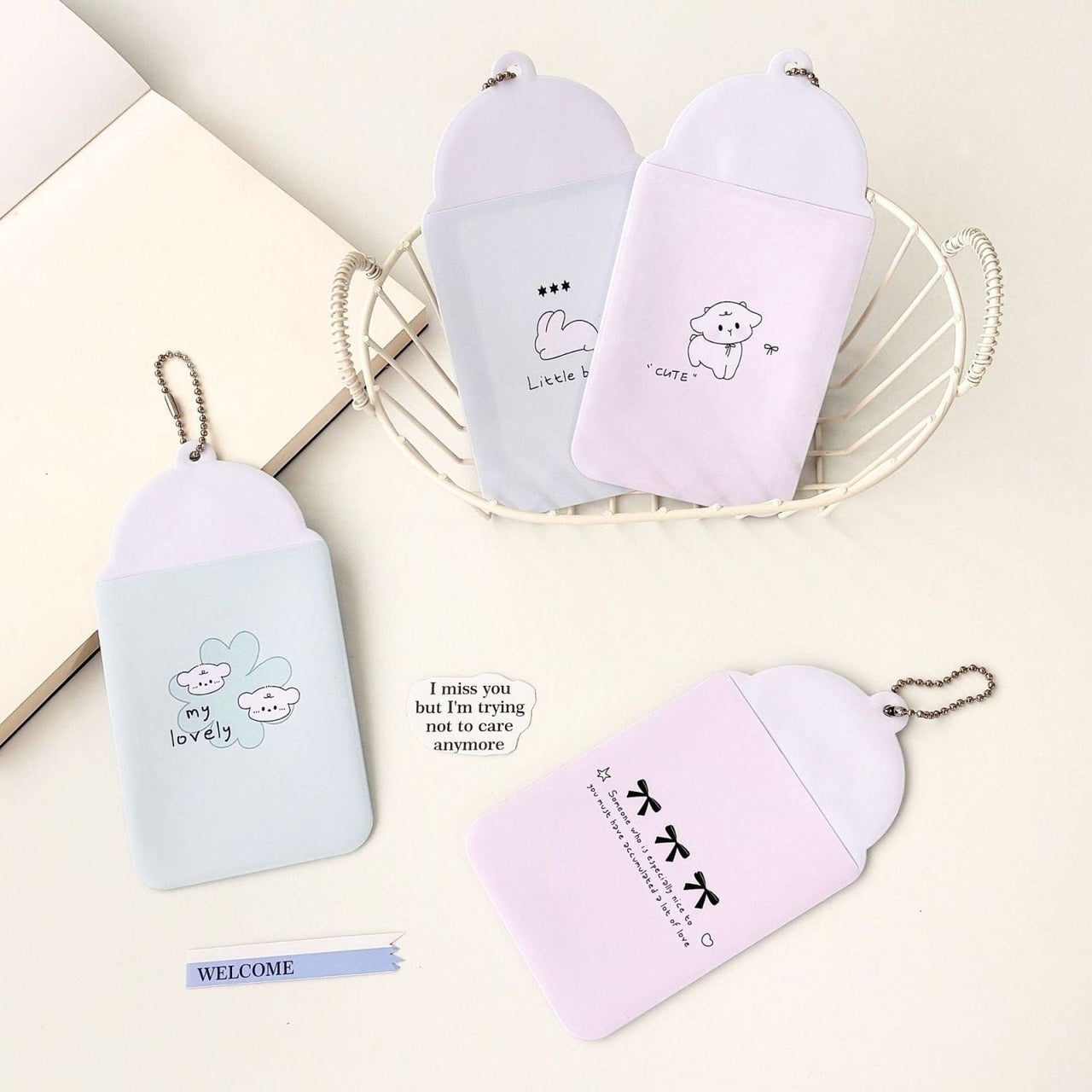 Cute Sheep Bunny Puppy Kitten Kpop Keychain Photocard Holder - ArtGalleryZen