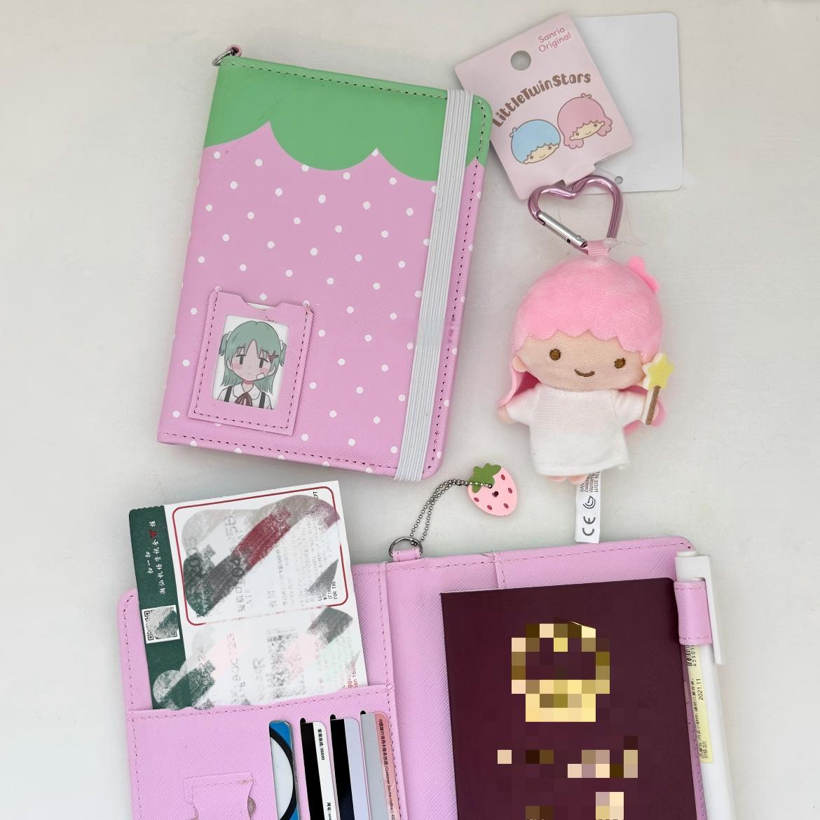 Cute Strawberry Panda Passport Holder Cover - ArtGalleryZen