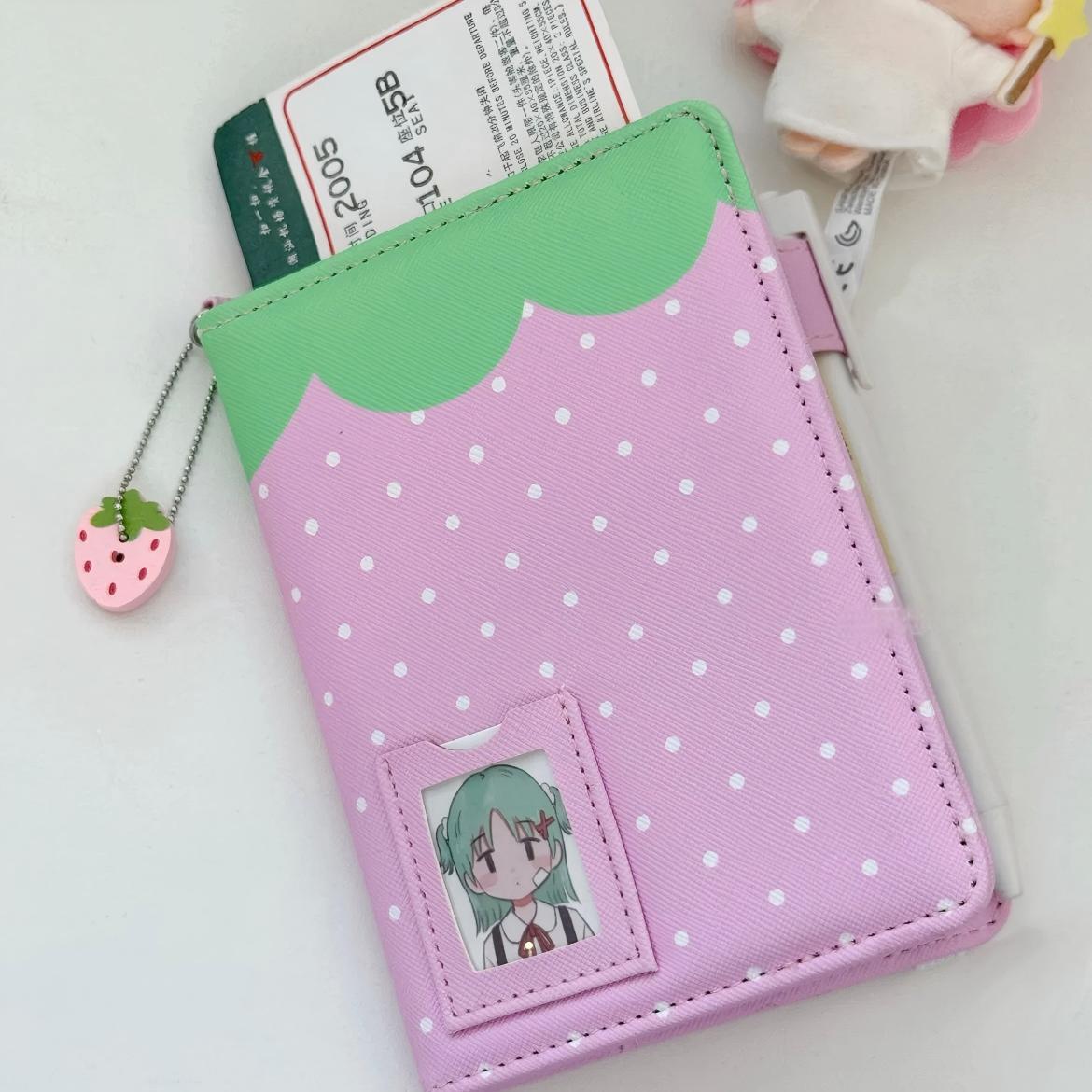 Cute Strawberry Panda Passport Holder Cover - ArtGalleryZen