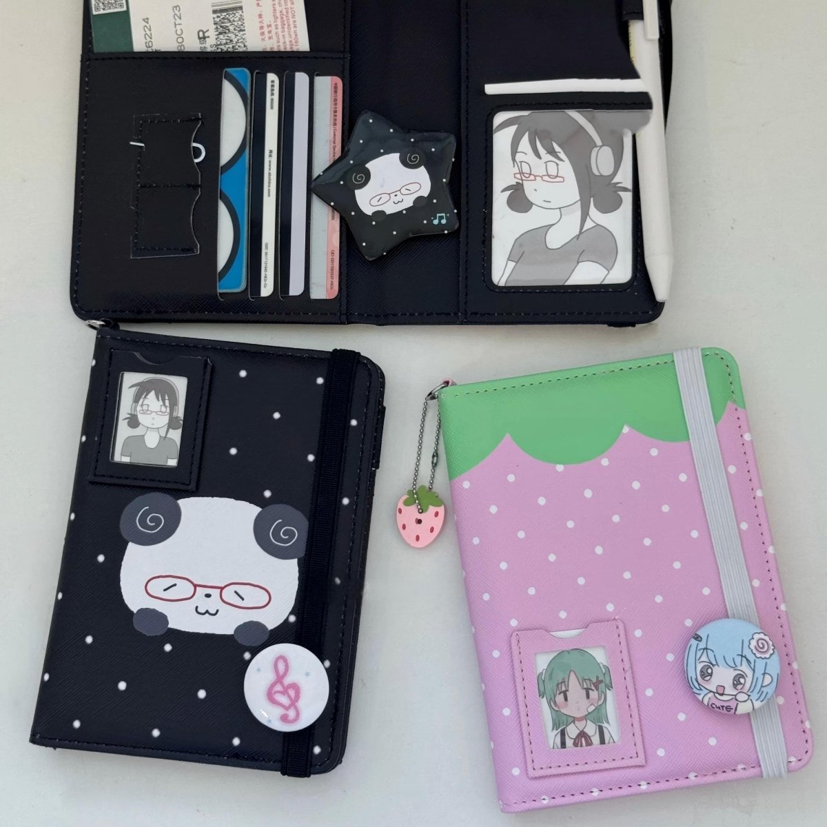 Cute Strawberry Panda Passport Holder Cover - ArtGalleryZen