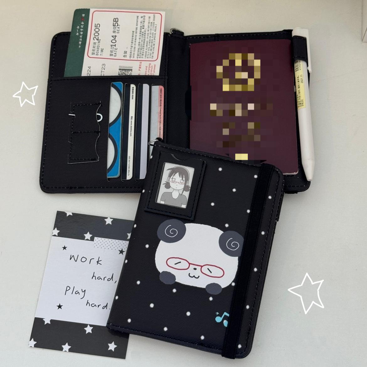 Cute Strawberry Panda Passport Holder Cover - ArtGalleryZen