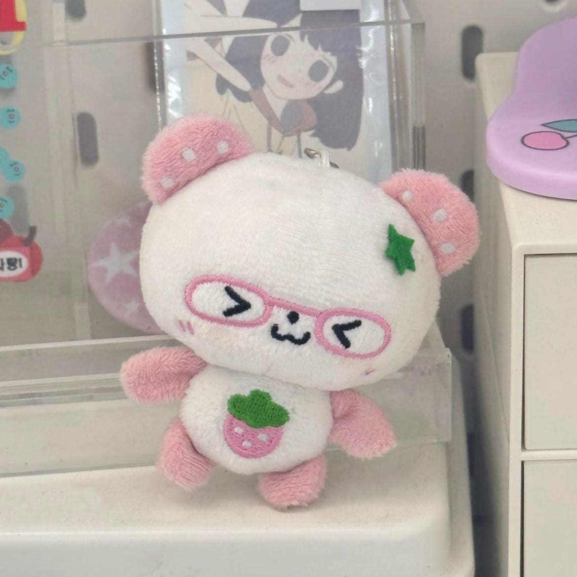Cute Strawberry Panda Plush Keychain Doll - ArtGalleryZen