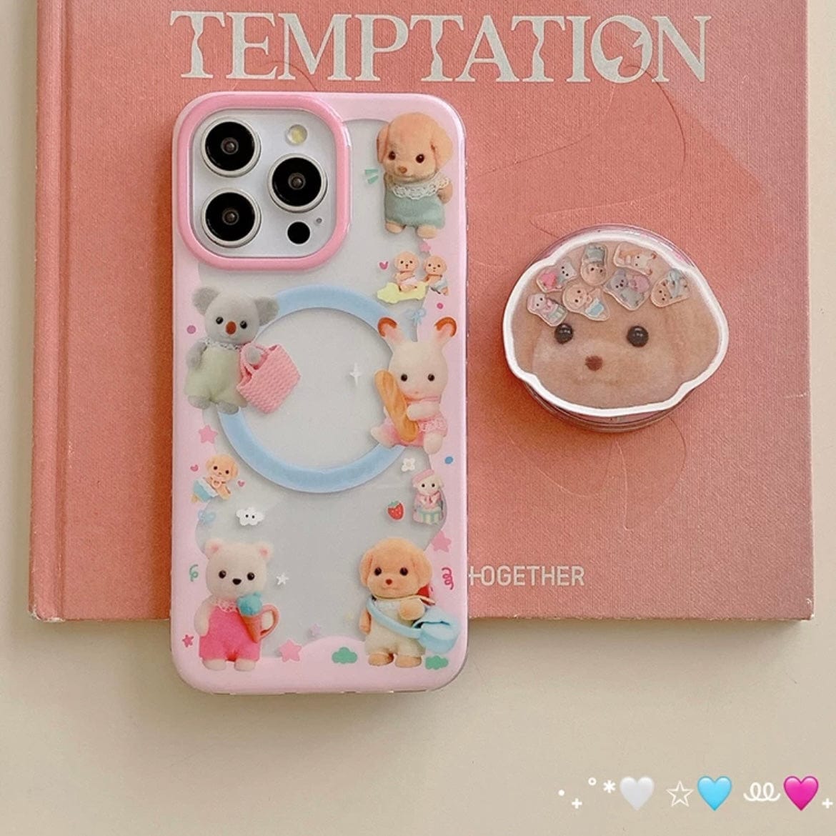 Cute Sylvanian Families Puppy Shaker Magnetic Stand iPhone Case - ArtGalleryZen