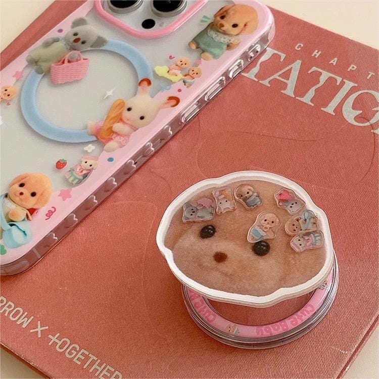 Cute Sylvanian Families Puppy Shaker Magnetic Stand iPhone Case - ArtGalleryZen