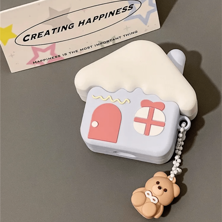 Cute Teddy Bear House AirPods Earphone Case - ArtGalleryZen