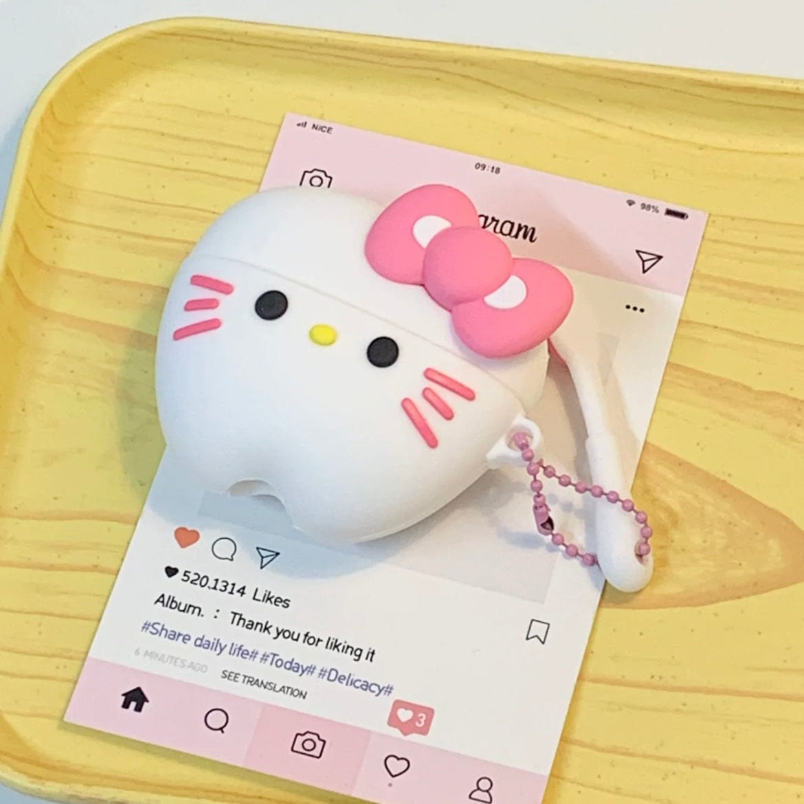 Cute Teeth Hello Kitty AirPods Earphone Case With Charm - ArtGalleryZen