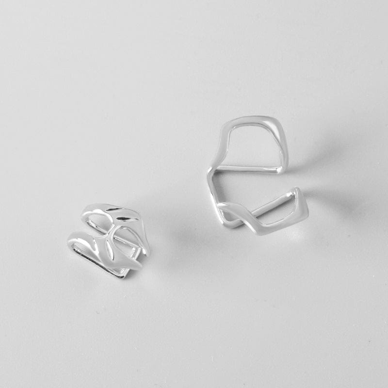 Cyberpunk 2Pcs Geometric Pattern Stackable Non Piercing Lip Cuff Set - ArtGalleryZen