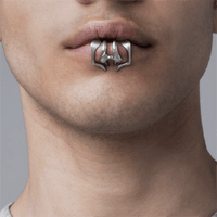 Thumbnail for Cyberpunk 2Pcs Geometric Pattern Stackable Non Piercing Lip Cuff Set - ArtGalleryZen