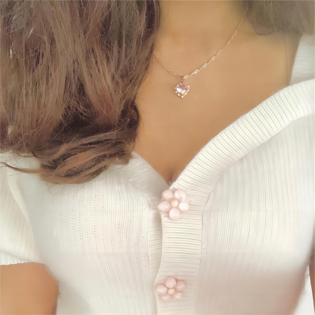 CZ Inlaid Crystal Heart Pendant Necklace - ArtGalleryZen