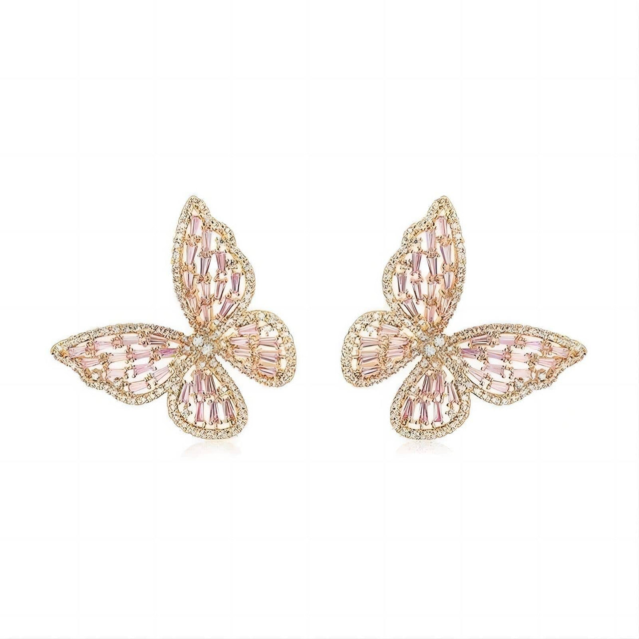 CZ Inlaid Hollowed-out Butterfly S925 Earposts Stud Earrings - ArtGalleryZen