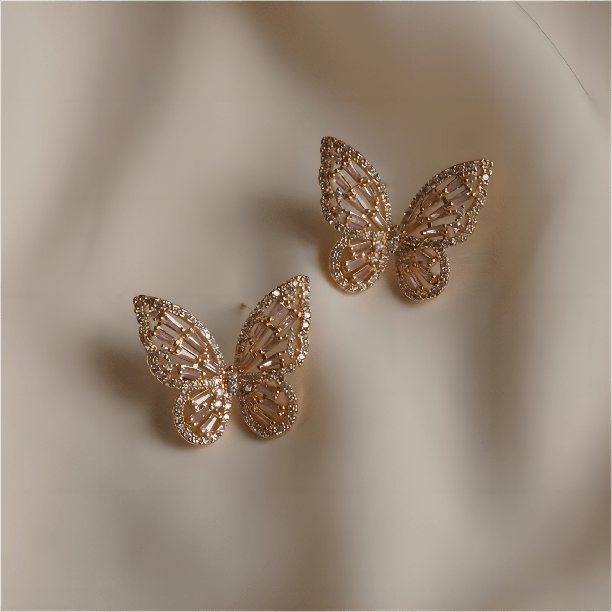 CZ Inlaid Hollowed-out Butterfly S925 Earposts Stud Earrings - ArtGalleryZen