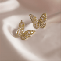 Thumbnail for CZ Inlaid Hollowed-out Butterfly S925 Earposts Stud Earrings - ArtGalleryZen