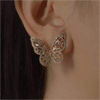 Thumbnail for CZ Inlaid Hollowed-out Butterfly S925 Earposts Stud Earrings - ArtGalleryZen